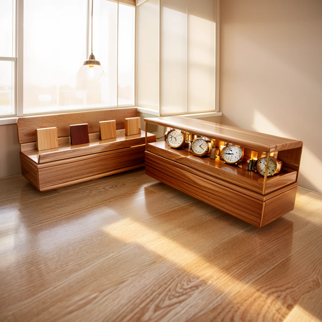 
In this cozy room，A ray of sunlight shone on the table through the half-drawn curtains，Let the wood grain on the watch storage case shine with a faint sheen。There is a calm and serene atmosphere in the surrounding air。Several still lifes hang on the walls of the room，It adds a touch of elegance to the space。And on the other side of the room，A half-open window lets the breeze blow in，The pages on the small desk by the window flipped in the wind，This quiet scene gives a sense of tranquility and comfort。