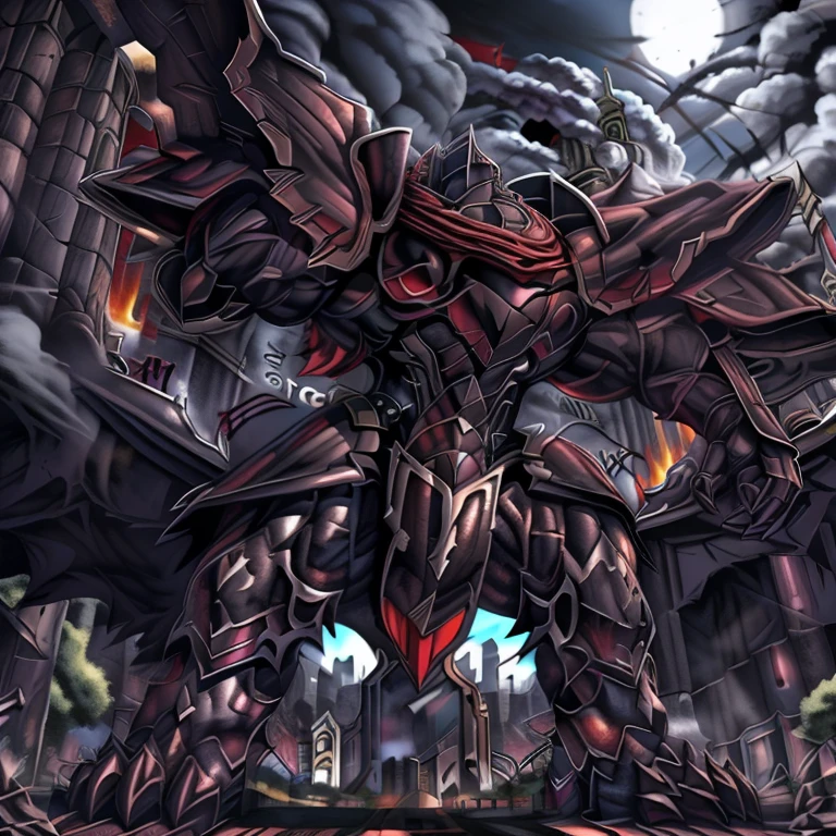 (masterpiece. official art. 8k. best quality. detailed full body. full body.)
(situation 1 : dominating demon lord dragon batzz. focus Colossus mechanical Muscular demon lord dragon batzz is trampling the CITY. macro. stomp. Low-angle perspective. emphasizing the immense size. The perspective is from below, emphasizing the sheer majesty and power of the Colossus. Colossus art. He is much bigger than a skyscraper. Giga Colossuss. micro soccer field. looking down.)

(situation 2 :smoke and flames rising from the destruction in the city. macro. stomp. Low-angle perspective. emphasizing the immense size. The perspective is from below, emphasizing the sheer majesty and power of the Colossus. Colossus art. He is much bigger than a skyscraper. Giga Colossuss. looking down.)

(Additional details 1: wearing a full-face helmet. helmet is jet black. The color of NANOSUIT is jet black. high-tech bio-mecha armor. real texture material. whole body shines like metal. Wearing cyberpunk mecha. emphasizes the muscles. suit fully made of metal. intricate armor. Robotic suit. suit fully made of metal. NANOSUIT with the same design as demon lord dragon batzz.). (demon lord dragon batzz has 5 toes.)

(Additional details 2: (Detailed head. Detailed Body. Detailed abs. gigantic muscles. HYPER MUSCLES. Gigachad Muscular. big muscle. pecs. triceps. traps. unusually developed muscular body. body full of huge muscles. showing off muscles. pectorales enormes. Exaggeratedly huge muscles. huge muscles. long legs.).

(Additional details 3: nj5furry, Spread wings. It has wings. black have big wings. The claws are sharp. He wears a black cloak on his back.). 