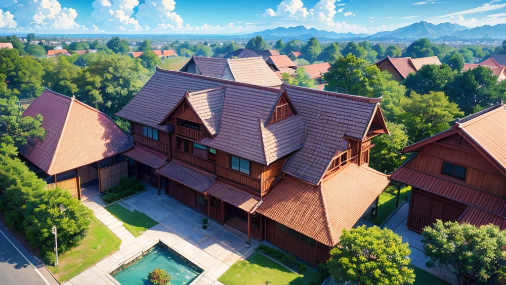 Asian shareholder village. View from above, mysteriously beautiful drawing, high definition