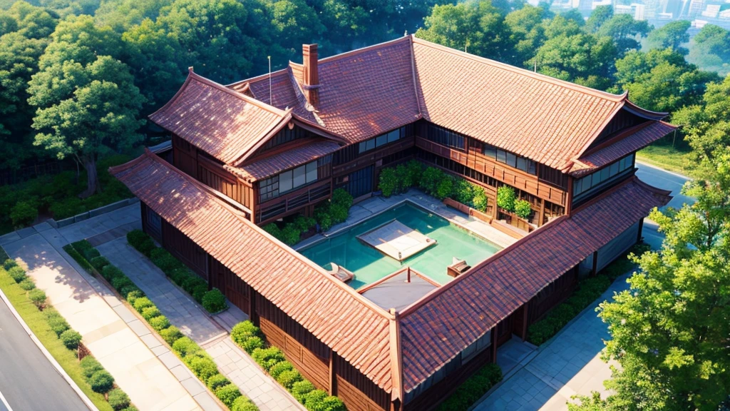 Asian shareholder village. View from above, mysteriously beautiful drawing, high definition