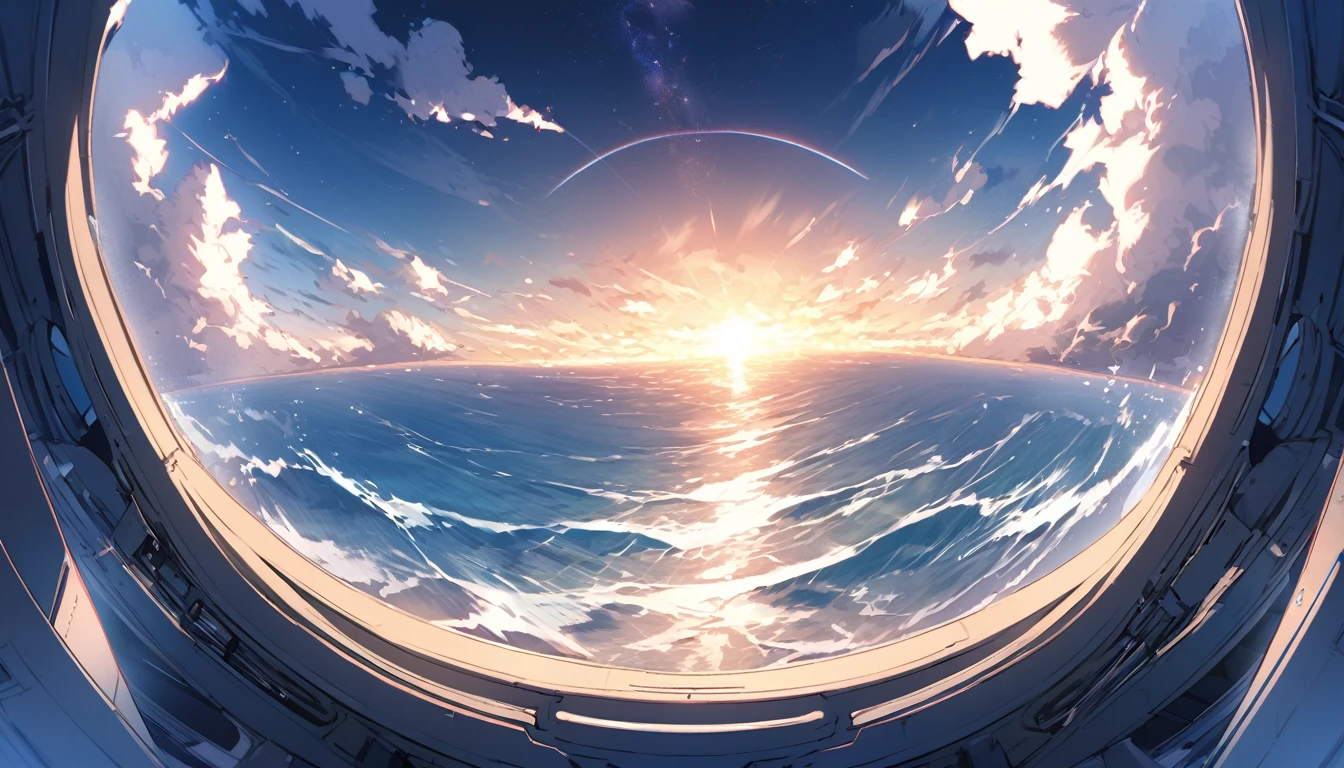 The boundary between space and sky　dawn　Over the South Pacific　