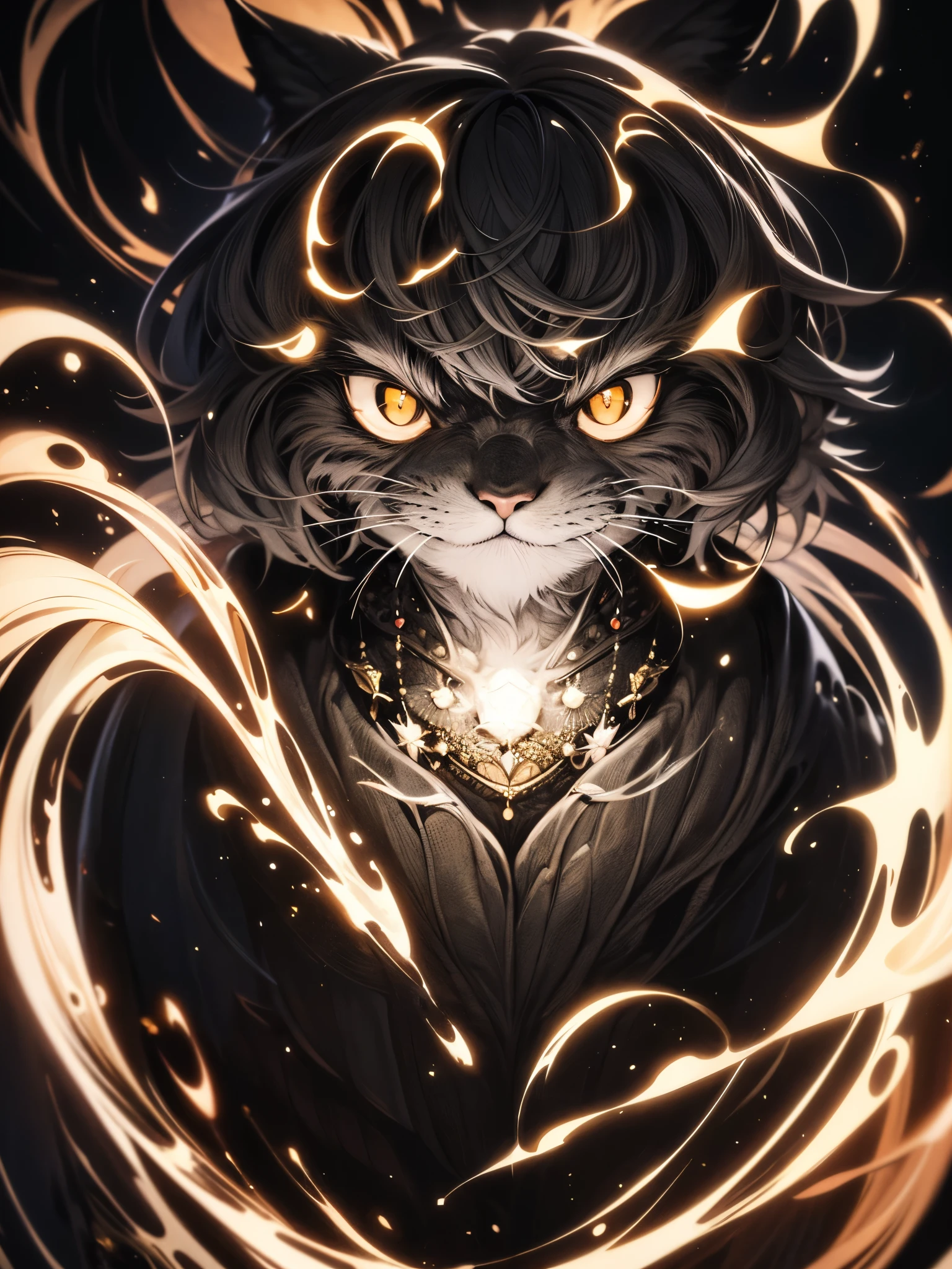 (dark surroundings:0.8),work of art, high qualiy, Absurd resolution, digitalpainting (work of art), by dagasi, ye - yeah,kiyosan,(anthropo,cute fur,character focus:1.1),anthropo male cat,shorth hair,portraite, glare eyes,panorama,character focus.(detailed back ground:0.7),...