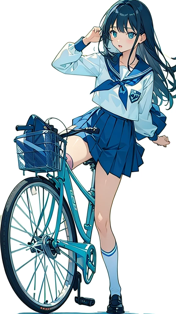 (masterpiece, best quality:1.2), 1girl, ride a bicycle, solo