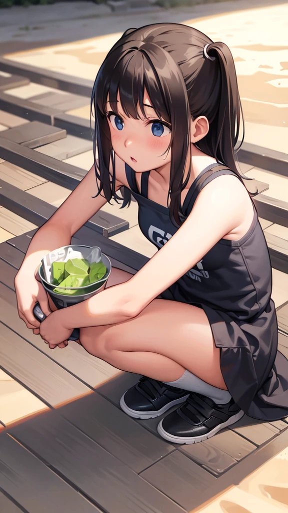 Girl、squat、Playing in the sand、、Browsing Caution