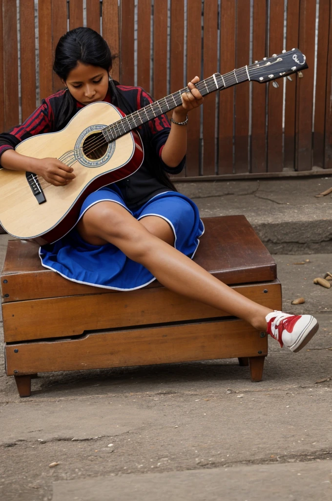 Representative animal of Peru playing the guitar