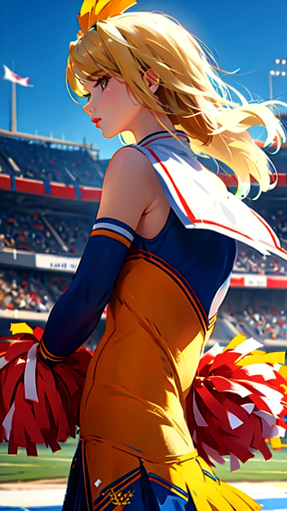 Stadium、Cheerleader、profile、Upper Body、Blonde、uniform、Subjective