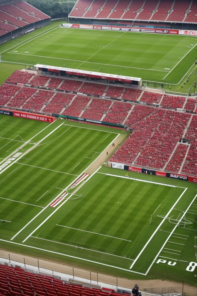 football field with red fans