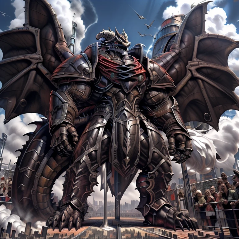 (masterpiece. official art. 8k. best quality. detailed full body. full body.)
(situation 1 : dominating demon lord dragon batzz. focus Colossus mechanical Muscular demon lord dragon batzz is trampling the CITY. macro. stomp. Low-angle perspective. emphasizing the immense size. The perspective is from below, emphasizing the sheer majesty and power of the Colossus. Colossus art. He is much bigger than a skyscraper. Giga Colossuss. looking down.)

(situation 2 :smoke and flames rising from the destruction in the city. macro. stomp. Low-angle perspective. emphasizing the immense size. The perspective is from below, emphasizing the sheer majesty and power of the Colossus. Colossus art. He is much bigger than a skyscraper. Giga Colossuss. looking down.)

(Additional details 1: wearing a full-face helmet. helmet is jet black. The color of NANOSUIT is jet black. high-tech bio-mecha armor. real texture material. whole body shines like metal. Wearing cyberpunk mecha. emphasizes the muscles. suit fully made of metal. intricate armor. Robotic suit. suit fully made of metal. NANOSUIT with the same design as demon lord dragon batzz.). (demon lord dragon batzz has 5 toes.)

(Additional details 2: (Detailed head. Detailed Body. Detailed abs. gigantic muscles. HYPER MUSCLES. Gigachad Muscular. big muscle. pecs. triceps. traps. unusually developed muscular body. body full of huge muscles. showing off muscles. pectorales enormes. Exaggeratedly huge muscles. huge muscles. long legs.).

(Additional details 3: nj5furry, Spread wings. It has wings. black have big wings. The claws are sharp. Sharp teeth.). 

(Additional details 4: black color hyper penis. hyper black penis. big penis)
(Additional details 5 Spraying hyper cum up everywhere into the sky from his erect penis. wide spray of cum, covered in cum, cum splashing in front of camera, crowd of naked muscular male spectators, bukkake, City is under a thick later of cum.)