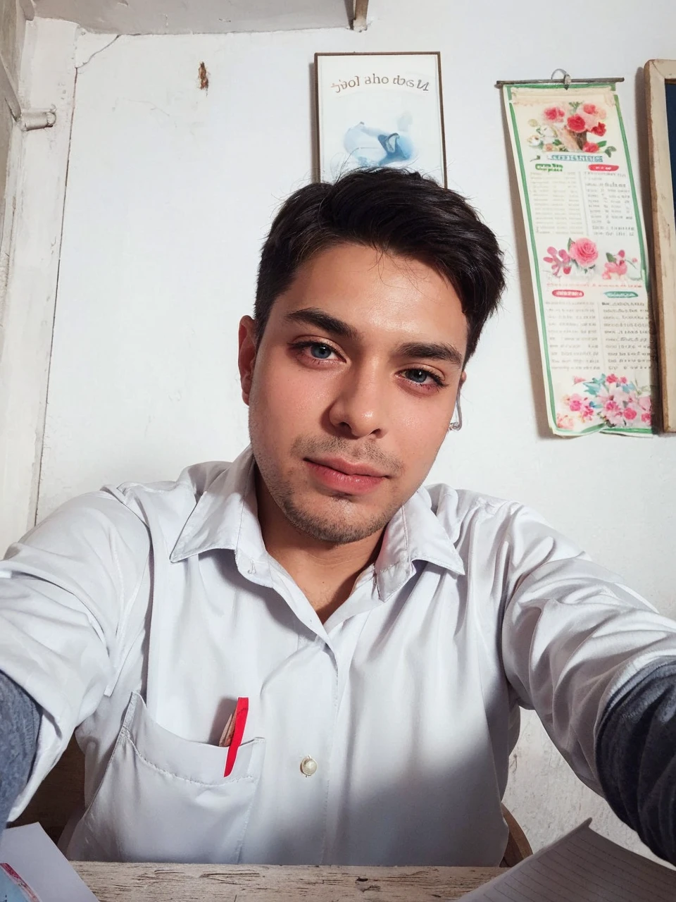 Portrait of the highest quality - 1 boy., 17 years, teenage, light brown short hair, with golden strands, azure blue big eyes, lake, Solo-focal facial treatment for teenagers, shirt unbuttoned, Beautiful, smiling, Realistic, The dynamic pose is realistic.., detailed and correct facial structure, Beautiful, extremely detailed, Dynamic angle, cowboy shot, The Most Beautiful Shape, elegant, Bright colors, romanticism, atmospheric. Bright, contrasting colors ! photo portrait of a handsome boy in the highest quality !