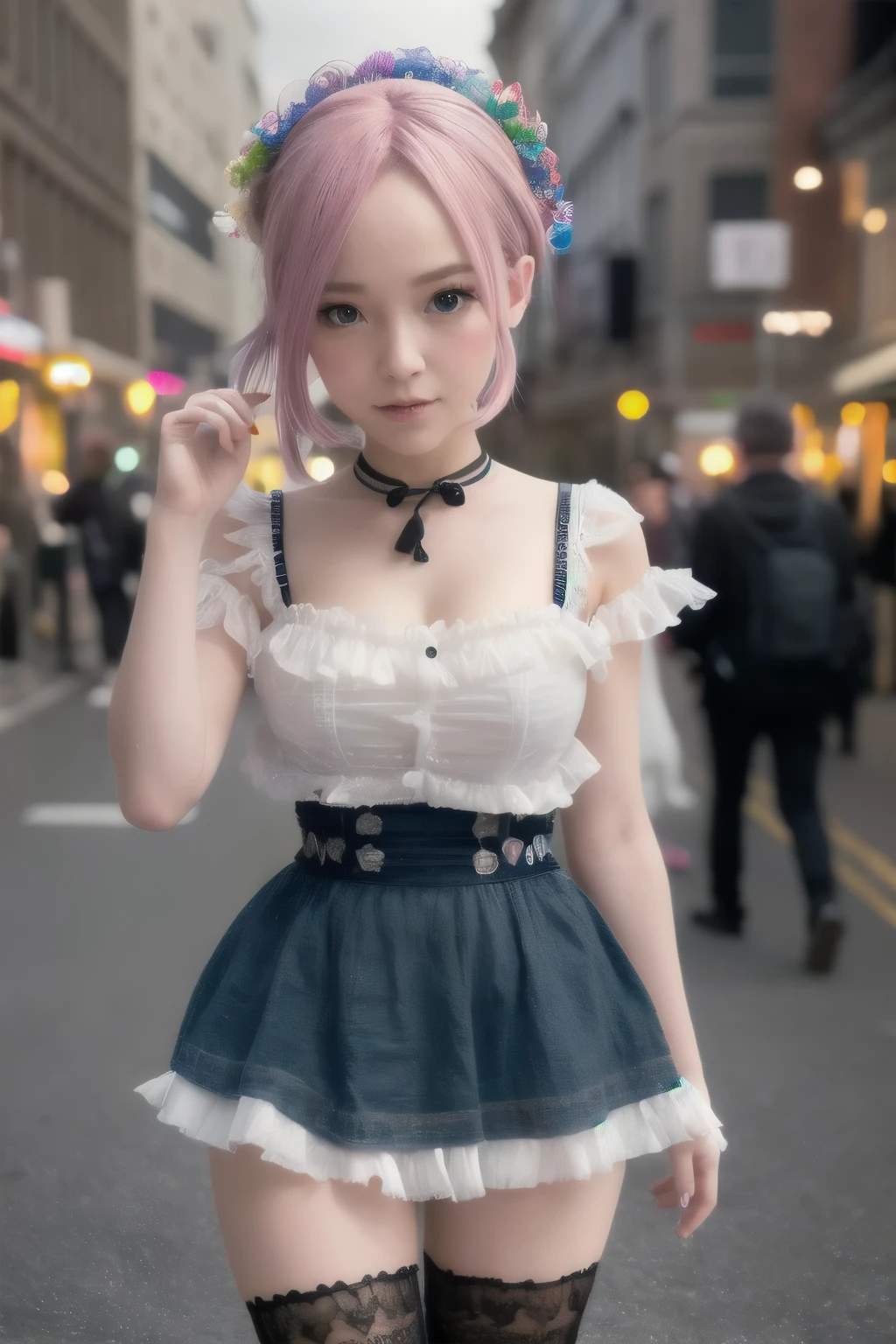 beautiful detailed eyes, beautiful detailed lips, extremely detailed eyes and face, long eyelashes, 1girl, chibi, kawaii, cute, , photo-realistic, hyperrealistic, street fashion, cosplay, rem from re:zero, full body, smiling, fantasy, fantasy art, digital painting, cinematic lighting, dramatic lighting, vibrant colors, highly detailed, sharp focus, volumetric lighting, photorealistic, 8k, best quality, masterpiece