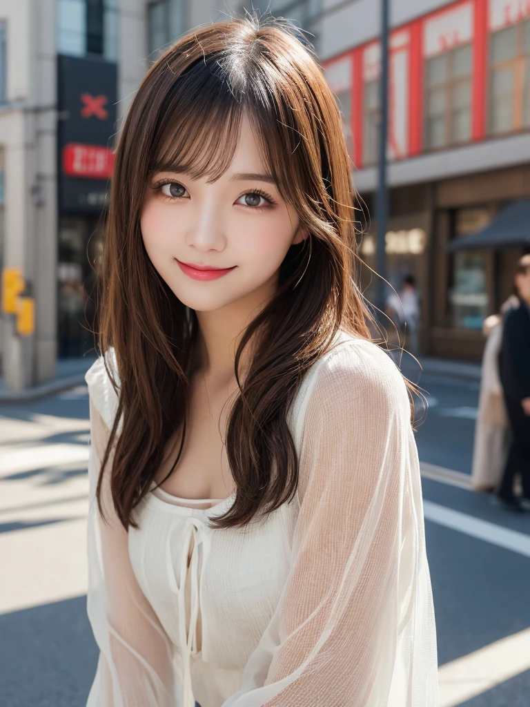 masutepiece、Best Quality、Illustration、 Ultra-detail、hight resolution、8k Wallpapers、Perfect dynamic composition,、Beautiful detailed eyes、Women's Fashion Summer、Medium hair、Natural color lip、Bold sexy poses、Smile、harajuku、20 years girl、Cute、sexy shot looking at camera,whole body