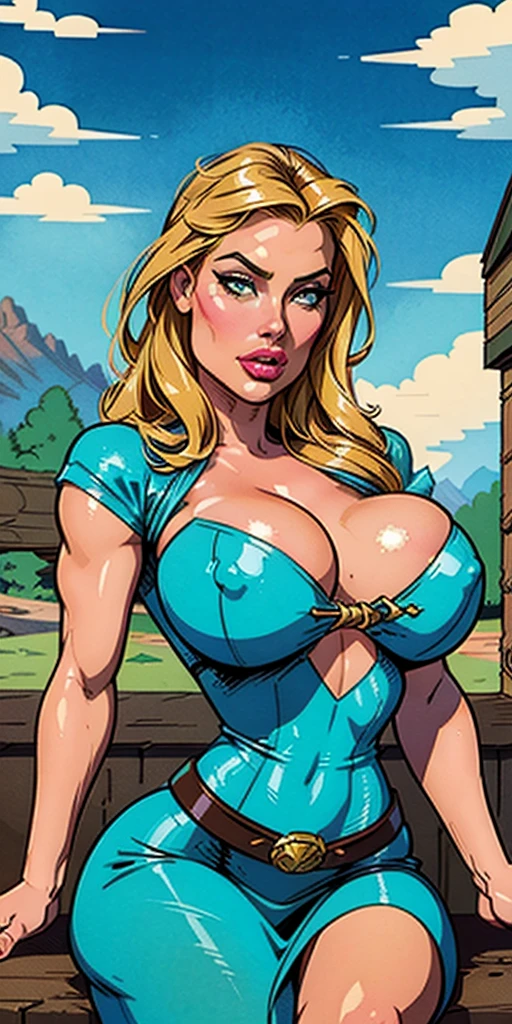 Female style Deborah Ann Woll beautiful breasts symmetrical medium breasts Fiona with war marks Cartoon image of a woman .Ilustra??o estilo desenho animado, estilo de arte dos desenhos animados, estilo de arte dos desenhos animados, digital illustration style, estilo atompunk design de personagens altamente detalhado, arte digital detalhada coragem, Forest Fan Art, Design de personagens de retrato, beautiful digital illustration, retrato de alta qualidade, Arte em quadrinhos, mulher jovem cabelo com transas lindas . Eyelined eyes Medium large bust and wonderful sexy clothes. image expression of sexual desire from waist to head illustration Queen Anne of Arendelle atompunk style Fallout 4 style pose playboy magazine a close-up of a woman sitting with a dragon cartoon of a woman .illustrationDeborah Ann Woll, huge boobs