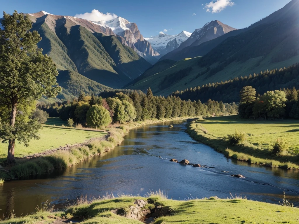 Landscape scenery mountains rural river scenery