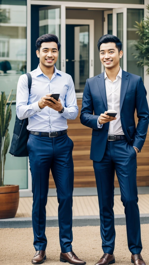 Two man happy for the successfulness of their business worldwide 