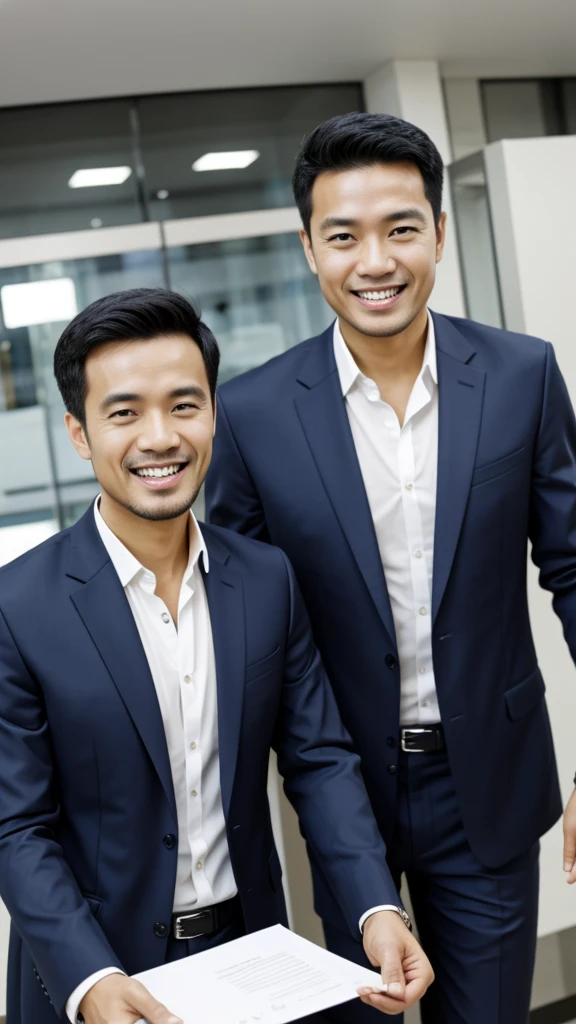 Two man happy for the successfulness of their business worldwide 