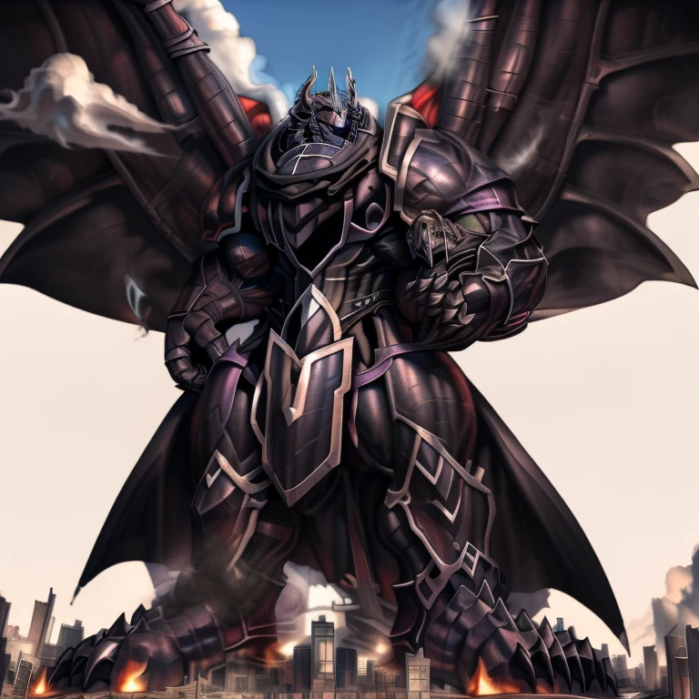 (gigantic muscles), 8K, Masterpiece, highres, Detailed head, Detailed Body, full body, Detailed abs, wearing crNanosuit, big muscle (pecs, triceps, traps) unusually developed muscular body, body full of huge muscles. pectorales enormes. Exaggeratedly huge muscles. Gigachad Muscular, gigantic muscles, Colossal giant NANOSUIT over a battlefield, The claws are sharp, Sharp teeth, Spread wings, have big wings. black wings, nj5furry, Animal paws, castle, black visor, demon lord dragon batzz, sitting on the throne,