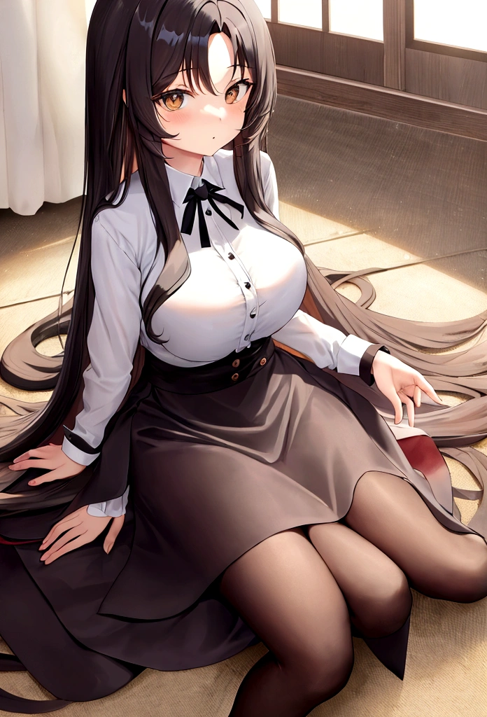 (Masterpiece), (best quality), A cat girl in her 20&#39;s, long black hair with purple tips, blue eyes, cat ears and a cat tail. wearing black round glasses (Black crop top without sleeves Cat pattern in the middle of the shirt, cropped waist shirt) A light purple silk short jacket showing off the shoulders. black short skirt