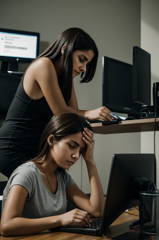 image of a person with depression and anxiety due to social networks in front of a computer