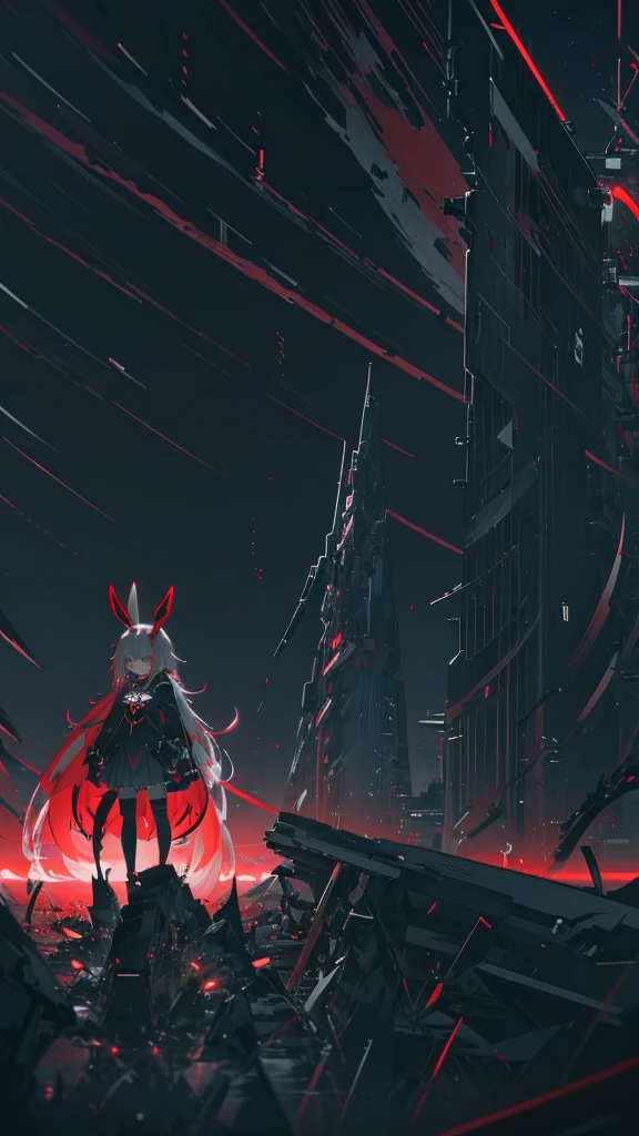 Anime girl with bunny ears and long hair and red eyes, From Arknights, Spectacular anime style, Nightcore, With eyes that glow red, Devil Anime Girl, Anime Wallpaper, hd Anime Wallpaper, 4KAnime Wallpaper, Dark art style, Gap Moe Yandere Grimdark, Anime Wallpaper 4k, Anime Wallpaper4k, everyone, anime art wallpaper 4k