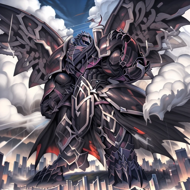 (masterpiece. official art. 8k. best quality. detailed full body. full body.)
(situation 1 : dominating demon lord dragon batzz. focus Colossus mechanical Muscular demon lord dragon batzz is trampling the CITY. macro. stomp. Low-angle perspective. emphasizing the immense size. The perspective is from below, emphasizing the sheer majesty and power of the Colossus. Colossus art. He is much bigger than a skyscraper. Giga Colossuss. looking down.)
(situation 2 :smoke and flames rising from the destruction in the city. macro. stomp. Low-angle perspective. emphasizing the immense size. The perspective is from below, emphasizing the sheer majesty and power of the Colossus. Colossus art. He is much bigger than a skyscraper. Giga Colossuss. looking down.)
(Additional details 1: wearing a full-face helmet. helmet is jet black. The color of NANOSUIT is jet black. high-tech bio-mecha armor. real texture material. whole body shines like metal. Wearing cyberpunk mecha. emphasizes the muscles. suit fully made of metal. intricate armor. Robotic suit. suit fully made of metal. NANOSUIT with the same design as demon lord dragon batzz.). (demon lord dragon batzz has 5 toes.)
(Additional details 2: (Detailed head. Detailed Body. Detailed abs. gigantic muscles. HYPER MUSCLES. Gigachad Muscular. big muscle. pecs. triceps. traps. unusually developed muscular body. body full of huge muscles. showing off muscles. pectorales enormes. Exaggeratedly huge muscles. huge muscles. long legs.).
(Additional details 3: nj5furry, Spread wings. It has wings. black have big wings. The claws are sharp. Sharp teeth.).
(Additional details 4: black color hyper penis. hyper black penis. big penis)
(Additional details 5 Spraying hyper cum up everywhere into the sky from his erect penis. wide spray of cum, covered in cum, cum splashing in front of camera, crowd of naked muscular male spectators, bukkake, City is under a thick later of cum.)