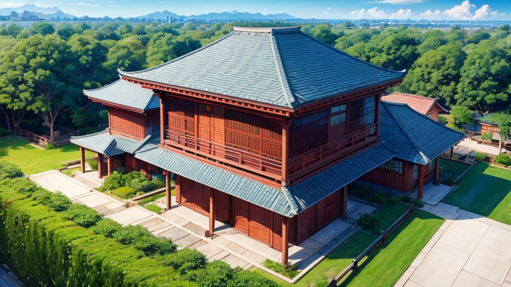 Asian shareholder village. View from above, mysteriously beautiful drawing, high definition