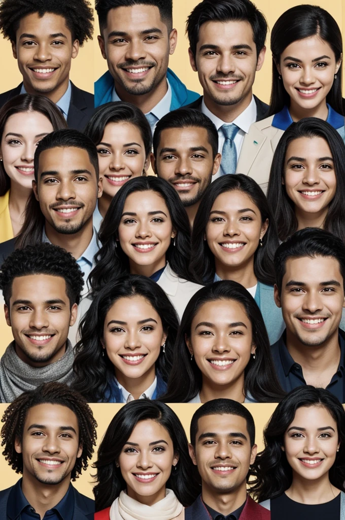 A diverse group of people (men, women, non-binary people) with smiling faces, all together, symbolizing a diverse and equitable society.