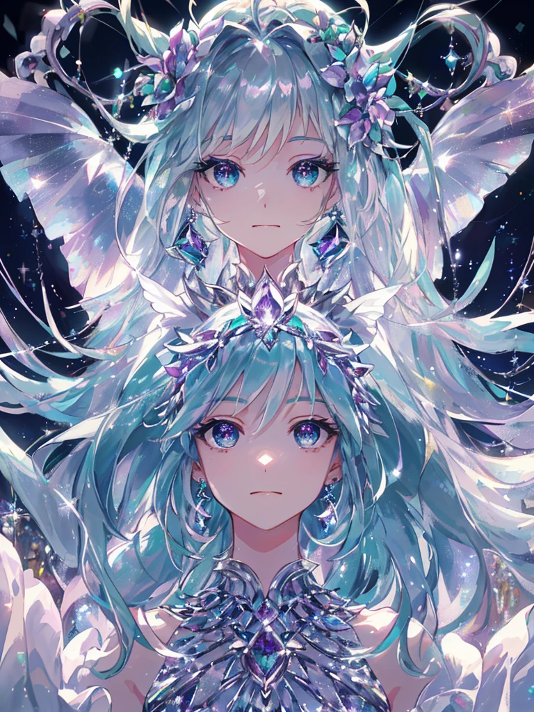 masterpiece, highest quality, figure, alexandrite eyes and hair, platinum earrings, Platinum Necklace, white dress, The Little Mermaid, cute, (dynamic lighting:1.2), cinematic lighting, delicate features, fine eyes, sharp pupils, realistic student, Depth of bounds written, Bokeh, sharp focus, (very detailed, bloom, shine:1.4), Many Small Gems, hatsune miku, showing the tongue