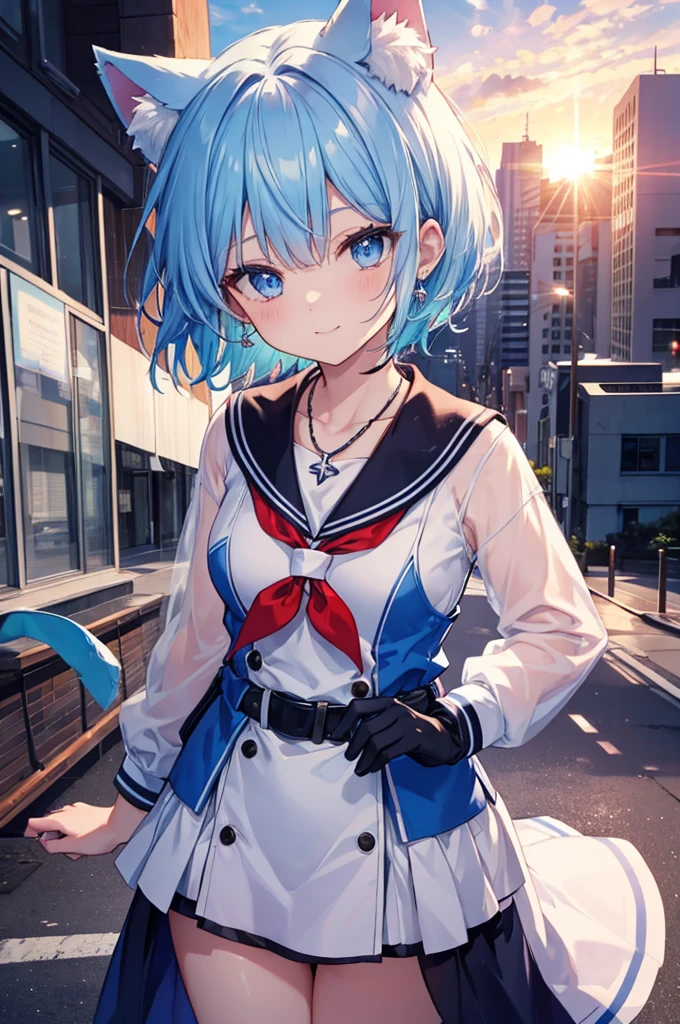 Girl、Blue hair short、Menhera