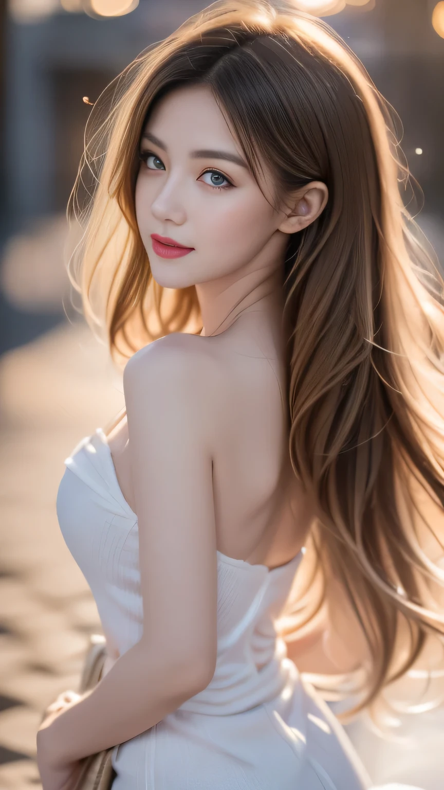 hair bobbles, wince, longeyelashes, solid circle eyes, light smile, ear blush, fang, ccurate, Surrealism, drop shadow, anaglyph, stereogram, tachi-e, ass pov, atmospheric perspective, 8K, super detail, best quality, best quality, high details, anatomically correct, uhd, retina, masterpiece, textured skin, high quality, highres, award winning, super detail, accurate，1 Girl,high resolution, high quality, masterpiece, mxmk white dress, Bare shoulders, Purple Eyes, White Dress, Weaving, Shock, beach