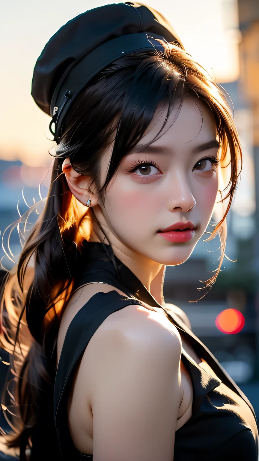 最high quality, masterpiece, High Resolution, One Girl, China dress, hat, necklace, jewelry, Beautiful Face, On top of that_body, Tyndall effect, Realistic, Dark studio, Rim Light, Two-tone lighting, (High resolutionスキン: 1.2), 8K Ultra HD, Digital SLR, Soft lighting, high quality, Volumetric lighting, Frank, photograph, High resolution, 4K, 8K, Bokeh, (Dynamic pose)、 masterpiece, 最high quality, high quality, High resolution、(Upper body portrait)