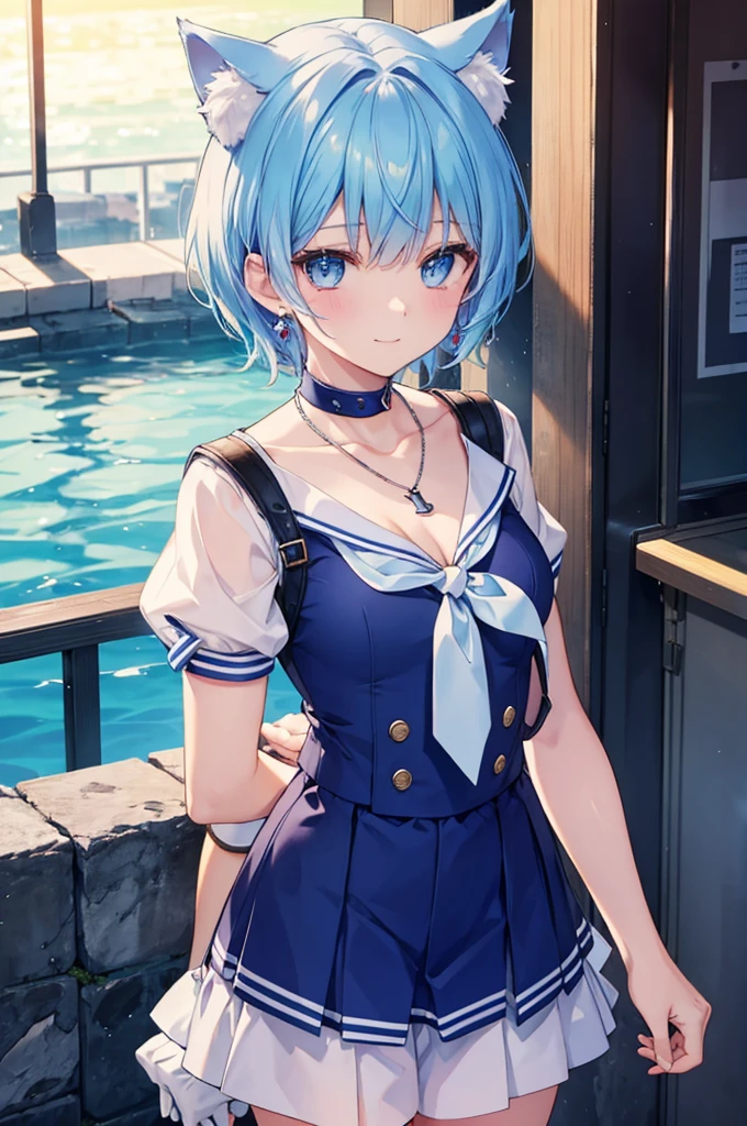 Poolside at night、Cinema Lighting、Highest quality、High resolution、Pixel perfect、、finely、Perfect dynamic composition、finelyて美しい目、Spread your legs、、woman、、short hair、Blue Hair、、hair over one eye、Clear Skin、Very detailed、Black tank top、boxer shorts、Small breasts、Small areola、Dripping Sweat、Sweaty、Thin thighs、Beautiful legs、delicate、Anguished expression、A face that endures pleasure,、short hair、Blue Hair、、hair over one eye