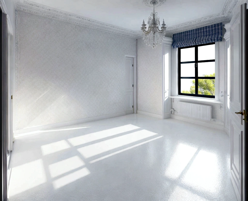 bedroom, white floor