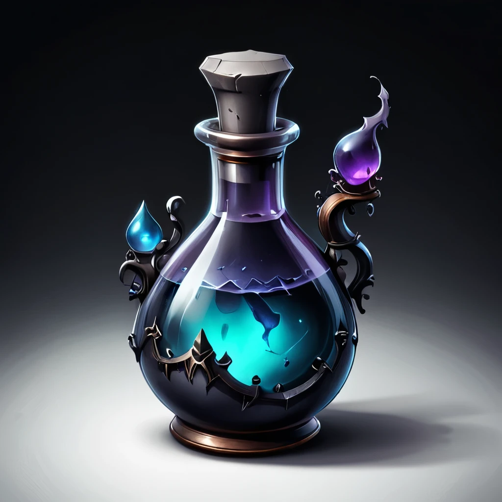 Gothic Style Potion, potion game assets inventory art, On a white background . dark, mysterious, Ghostly, dramatic, Brilliant, detailed