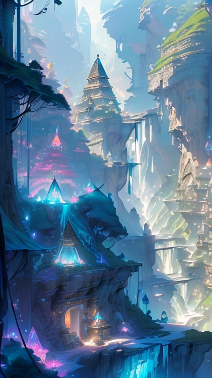 (((masterpiece))),(((high quality))),(((8K wallpaper))),(((Aerial view of an underground huge mega city reminiscent of ancient Egypt in a cavern with sparkling crystals))) ,(((giant glowing pyramid))),(((golden energy ball on top of pyramid)),(((stellar reactor))),(((ancient Egypt))),(((pyramids ))),(((underground))),(( (many pyramids ))),(((pyramids on the walls))),(((pyramids in the background))),((( giant grotto in the background))),(((bright crystals on the walls))),(((glow crystals))),(((moss))),(((moss everywhere))),(((lots of moss) )),(( (pillars))),(((underground rivers)) ),(((captivating descent)) ),(((camera view from above))),(((stunning scenery))),(((vivid scenery ))),(((fascinating views))),(((captivating beauty))),( ((enchanting scenery))),(((bright colors) )),(((transcendent experience) )),( ((unreal journey))),(((surreal scenery ))),(((captivating landscapes) )),(((incredible views))),(((stunning images))),(((dream perspective ))),(((captivating charm))),(((spectacular free fall))),fantastic art style,premium quality,ultra detailed,landscape,(((stalactites))),(((stalagmites))) ,amazing,(best quality),(high resolution),(sharp focus),(ultra detailed),(extremely detailed),(very high quality art),8k_wallpaper,(extremely detailed 8k CG),(very fine 8K CG ),((Super ultra detailed hyper hyper perfect piece)),Flawless,Illustration,(Dynamic Lighting),Dynamic Light,Cinematic Light,(Cinematic Shadow),(Textile Shading),(Shadow film),Vivid Colors,(((Floating crystals))),(((Bioluminescent aqua Glow))), (((Holographic Projections))),(((Waterfalls of Light))),(((Glowing Runes))),(((Crystal Caves))),(((Floating Glowing Islands))),(((intricate))),(((ornate))),(((scenery))),StackedCityAI,