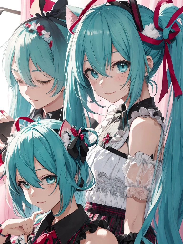 hatsune miku, yandere, blood, cute, cat ears