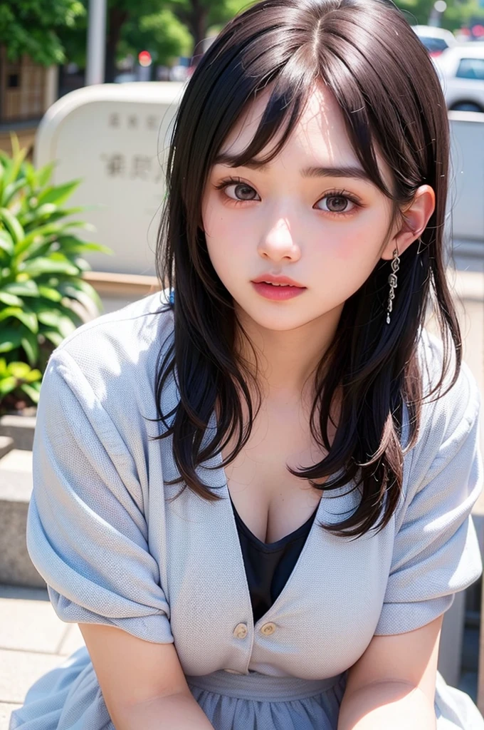 (1 nogizaka girl,ars old face,raw photo,photo realistic:1.5),(best quality, high quality,HDR, highest quality,ultra high resolution,high resolution,high res,ultra high difinition,huge file size,8K,2K wallpaper,8K wallpaper,high quality texture,amazing,an extremely delicate:1.4),one girl, Japanese famous idol,cute face,small face,absurd,ridiculous,incredibly ridiculous,blurry background,(sundress,short hair,cleavage,no makeup:1.2),medium skin,beautiful skin,detailed skin,black hair,silky hair,black eyes,Japanese nose,5-fingers,(Light Particles, Lens Flare, Luminous Particles: 0.7),looking at viewer,bright lighting,professional lighting,girl