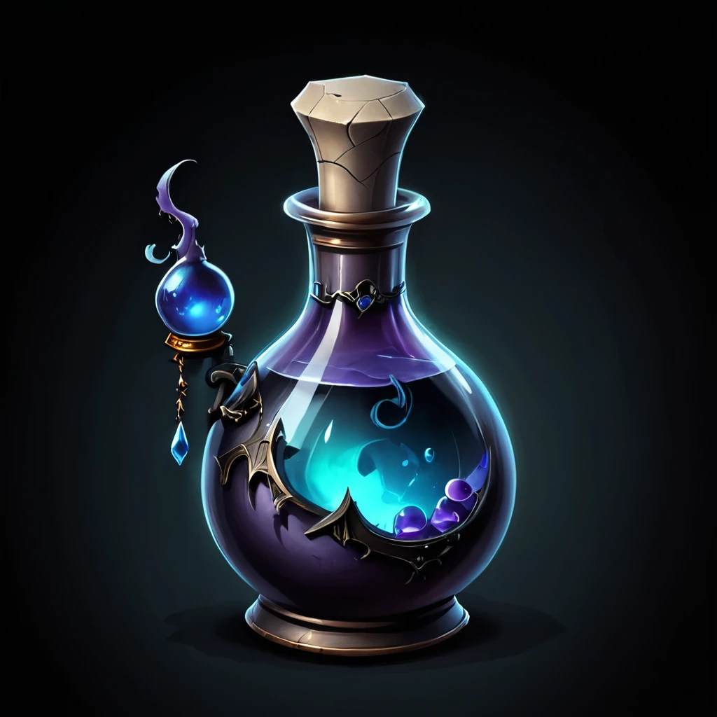 Gothic Style Potion, potion game assets inventory art, On a white background . dark, mysterious, Ghostly, dramatic, Brilliant, detailed