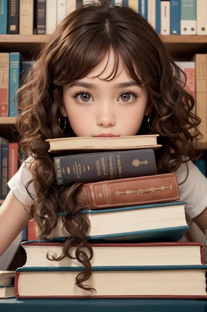 Chief Olivia, one with curly brown hair and curious eyes surrounded by books