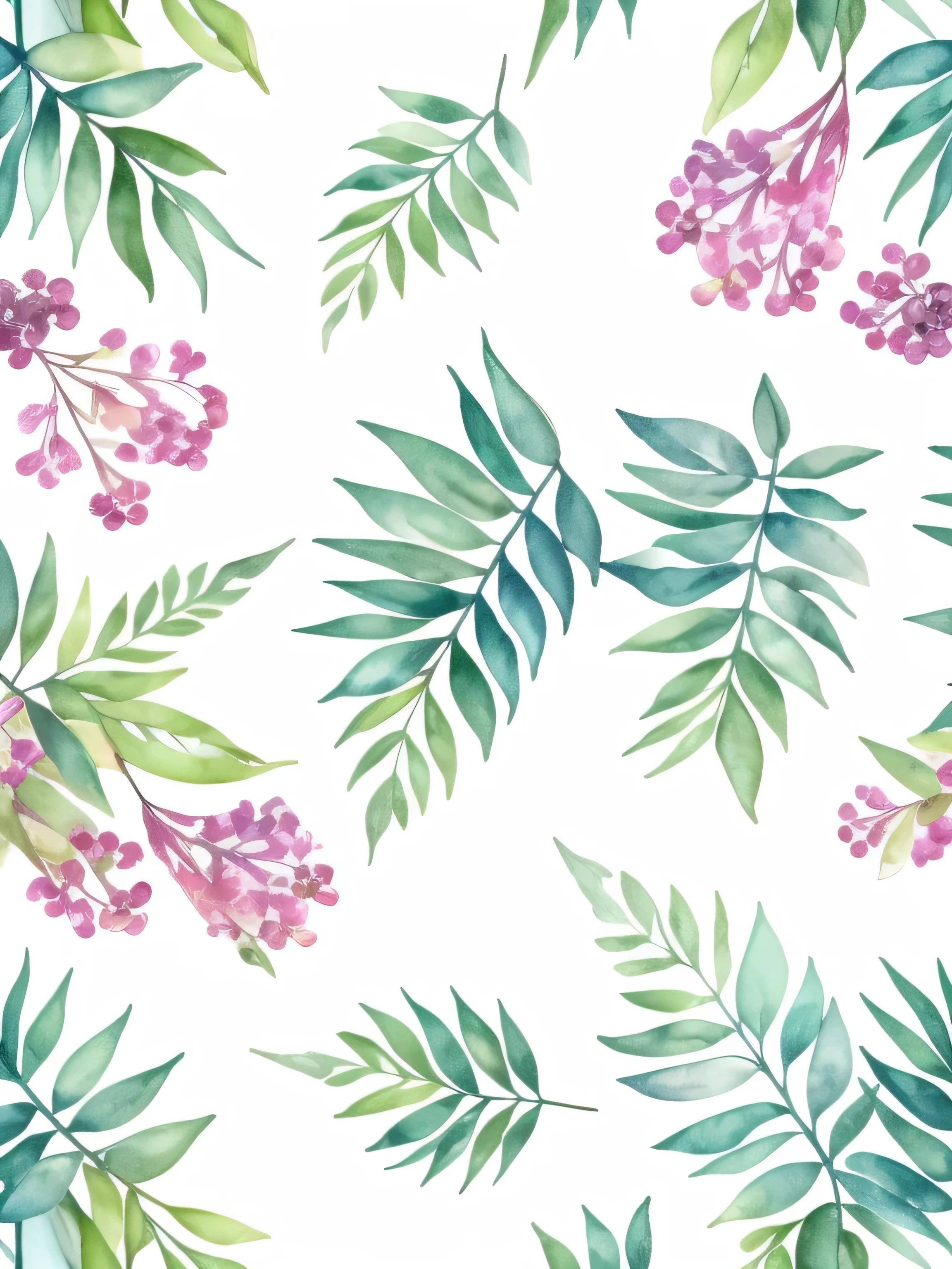 Watercolor pattern of beautiful flowers, berry, Ferns, foliage, Calming colors #3b4195 Color background. Watercolor paper texture.