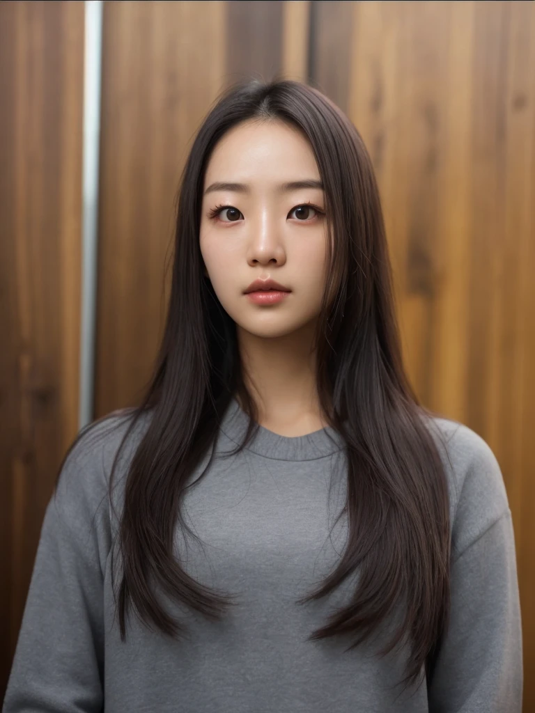 Best Quality, 8k, Masterpiece, (Portrait: 1.3), (photo realistic:1.4), (hyper realistic:1.4), Sharp Focus, looking at viewer, (smoother lighting:1.1), (increase cinematic lighting quality:0.9), realistic lighting, backlighting, light on face, ray trace, (brightening light:1.2), (Increase quality:1.4), sharp detail, (best quality real texture skin:1.4), finely detailed eyes, black_eyes, finely detailed face, 25 year old Korean woman