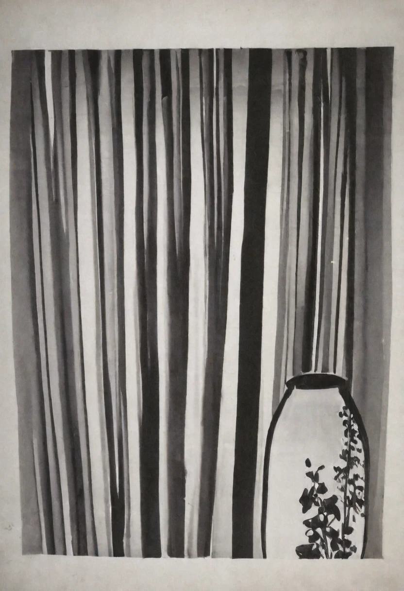 rice、Japanese painting、Black and white、Ukiyo-e、tradition、Monochrome