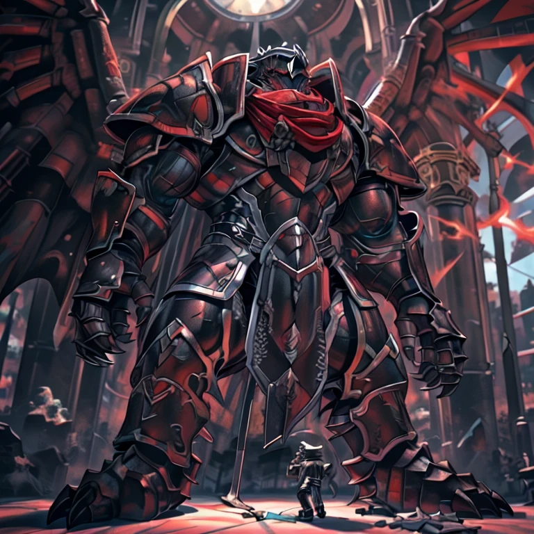 (masterpiece. official art. 8k. best quality. detailed full body. full body.)
(situation 1 : dominating BLACK DRAGON. BLACK DRAGON is over 1000 meters long. focus GIANT mechanical Muscular BLACK DRAGON is trampling the city. Looking down. macro. stomp. Low-angle perspective. emphasizing the immense size.)
(situation 2 :smoke and flames rising from the destruction in the city)
(Additional details 1: wearing a full-face helmet. He wears a black cloak on his back.).
(Additional details 2: (Detailed head. Detailed Body. Detailed abs. gigantic muscles. HYPER MUSCLES. Gigachad Muscular. big muscle. pecs. triceps. traps. unusually developed muscular body. body full of huge muscles. showing off muscles. pectorales enormes. Exaggeratedly huge muscles. huge muscles. long legs.).
(Additional details 3: Spread wings. It has wings. have big wings. black wings. The claws are sharp. Sharp teeth.).
(An advanced bionic mech, cybrog, anthro, dragon, male, full body, Muscle, Delicate face, Delicate eyes, 1 tail, (glowing LED), energy, digitigrade, outdoors, extremely detailed CG unity 8k wallpaper, realistic, masterpiece, highest quality, lens flare, unreal engine, trending on ArtStation, Intricate, High Detail, dramatic, realism, beautiful and detailed lighting, shadows, black scales, rubber goo body, wings, evil looking, crimson glowing eyes, black armor, futuristic armor, heavy armor, snout-cover armored mask, muscular wings, bodybuilder-like physique, muscule-shaped armor, evil master)