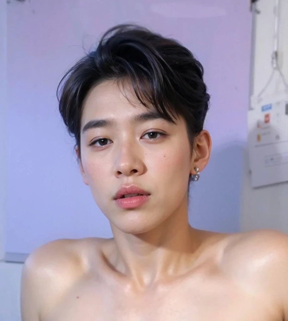 Thai guy,handsome,cute,clear,pure,teenager,naked,The penis is beautiful and suitable for its age., My hair is very short and has an undercut., bedroom