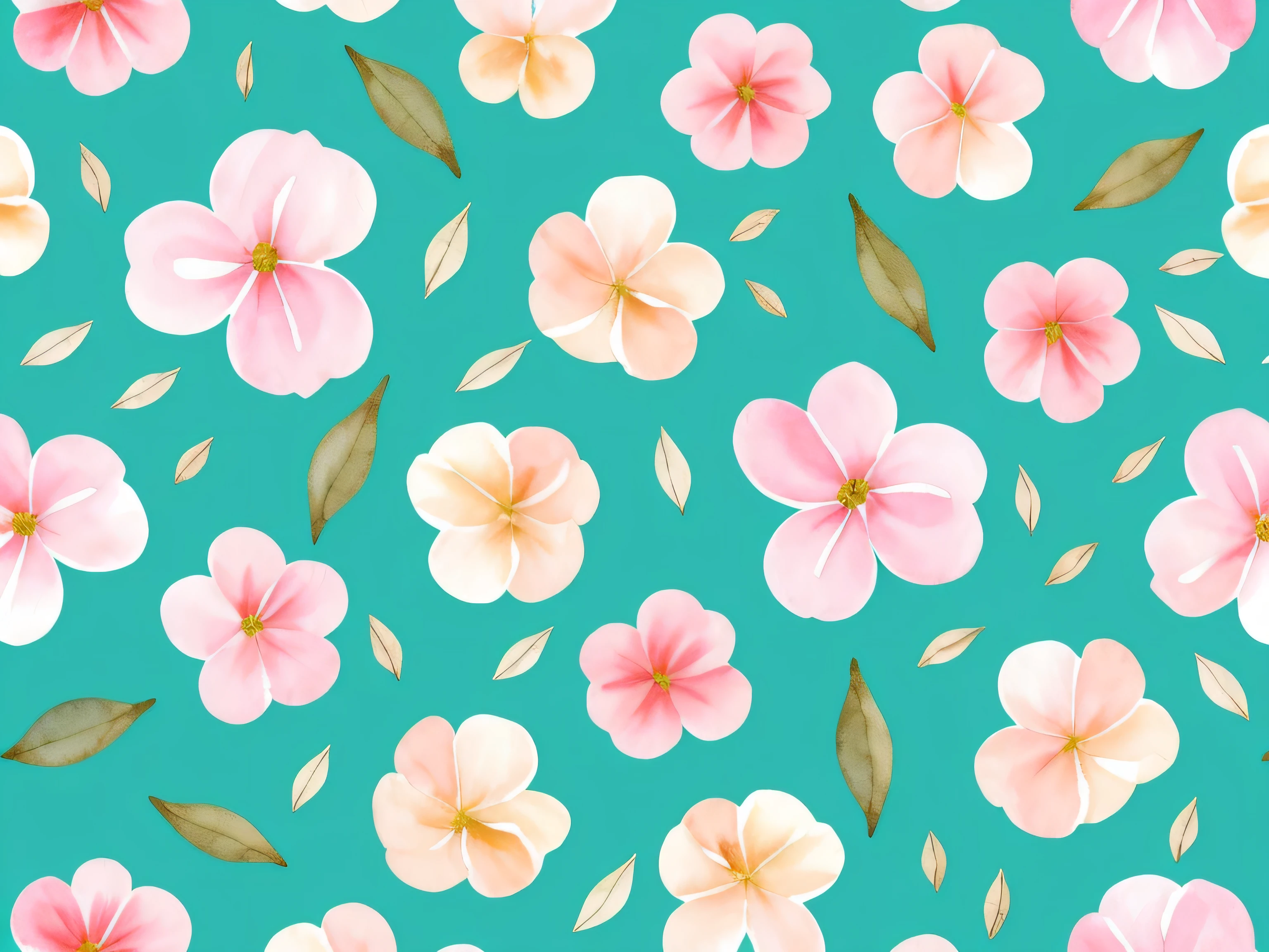 Watercolor pattern of beautiful flowers, petal, foliage, Calming colors #3b4195 Color background. Watercolor paper texture.