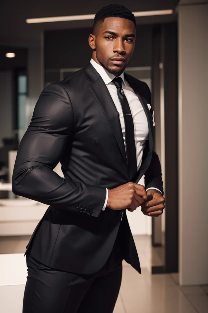 muscular black man, in a suit