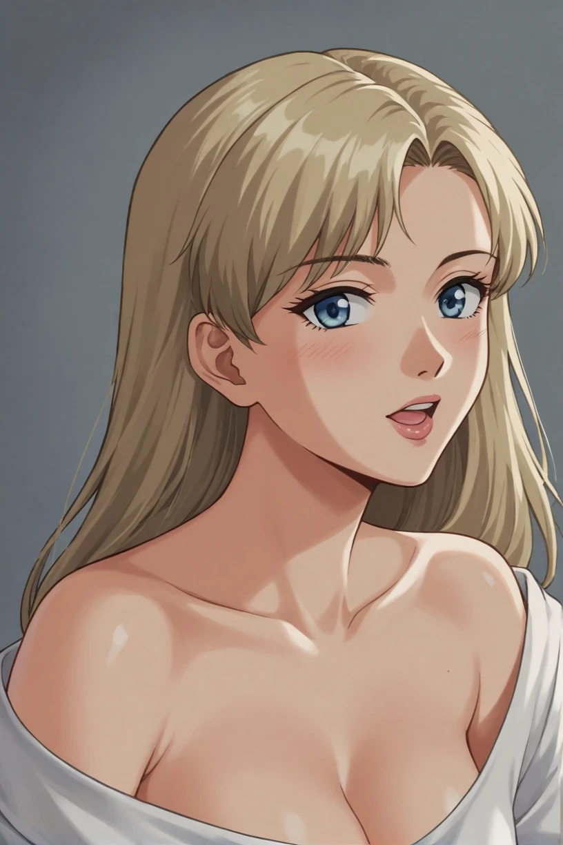 Best quality, masterpiece, ultra high res, 1girl, sexy, in the dark, deep shadow, low key, cold light, milf, dynamic light, cinematic lighting, cinematic lighting, down blouse, mature woman, middle parted hair, nsfw, natural breast, upper body, milf, nsfw, scarlet, final fantasy, blonde, face closeup, face detail, red lips detail