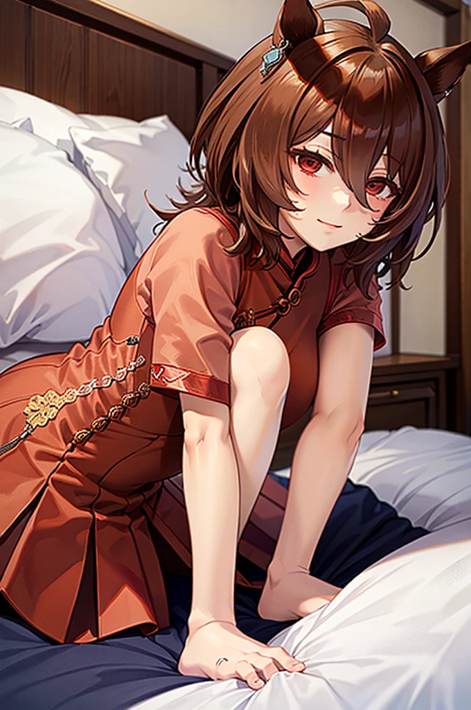8k,highest quality,masterpiece,1 girl, alone, red eyes, looking at the viewer, heart   1 girl,T-shirt,black string underwear,barefoot, Megumin, Megumin　KonoSuba, black hair,short hair,Bedroom,smile,blush,The window is sunlight,covered with a blanket， windows，romantic sunrise，extreme light，Waking up,(masterpiece:1.2), highest quality, High resolution, unity 8k wallpaper, (shape:0.8), (beautiful and detailed eyes:1.6), highly detailed face, perfect lighting, Very detailed CG, (perfect hands, perfect anatomy),