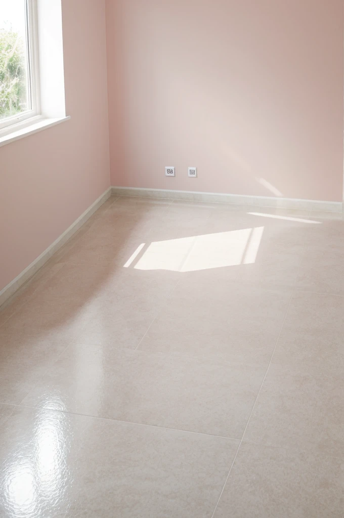 Elegant pale pink wall white floor
