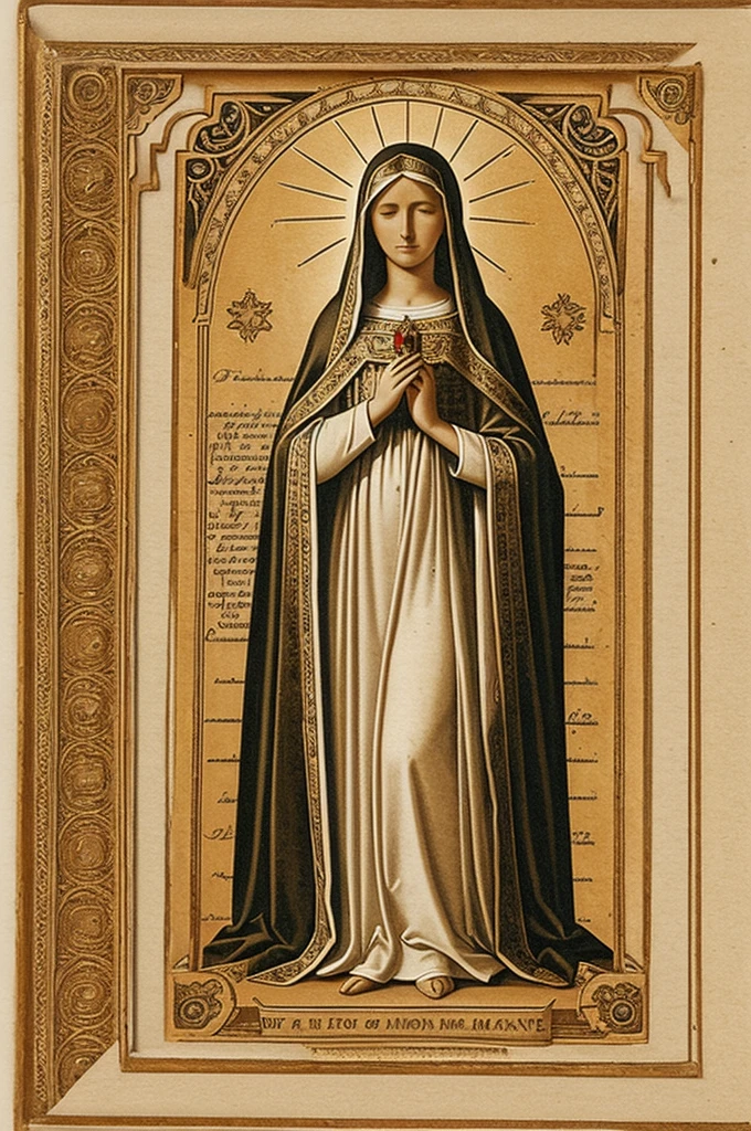Believe me, an image of an invocation of the Virgin Mary stuck on paper