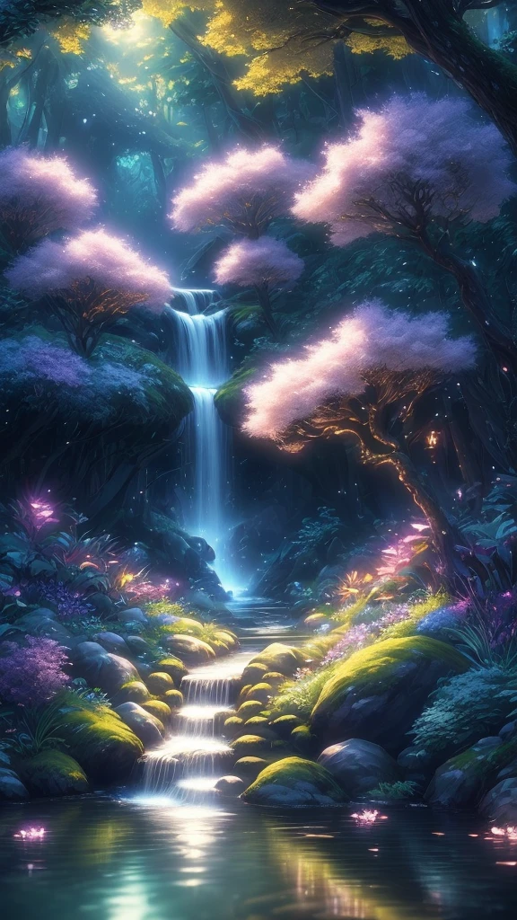 masterpiece, best quality, (Very detailed CG unified 8k wallpaper), (best quality), (Best Illustration), (best shadow), Glowing elf with glowing deer, drinking water in swimming pool, Nature Elements in forest theme. mysterious forest, Beautiful forest, nature, surrounded by flower, delicate Leaves and branch surrounded by firefly (Nature Elements), (jungle theme), (Leaves), (branch), (firefly), (particle effect) and other 3D, octane rendering, Ray tracing, super detailed , beast--v6、蝶々